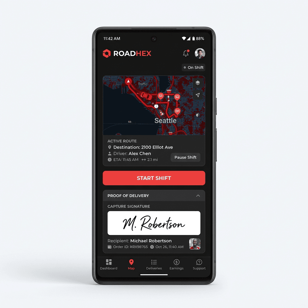Roadhex Driver App UI